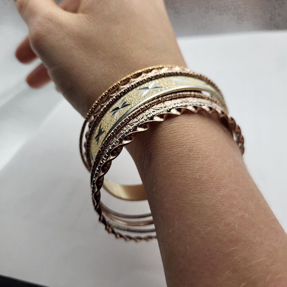 Vintage 90’s Boho Bangle Bracelet Set / Lot Of 8